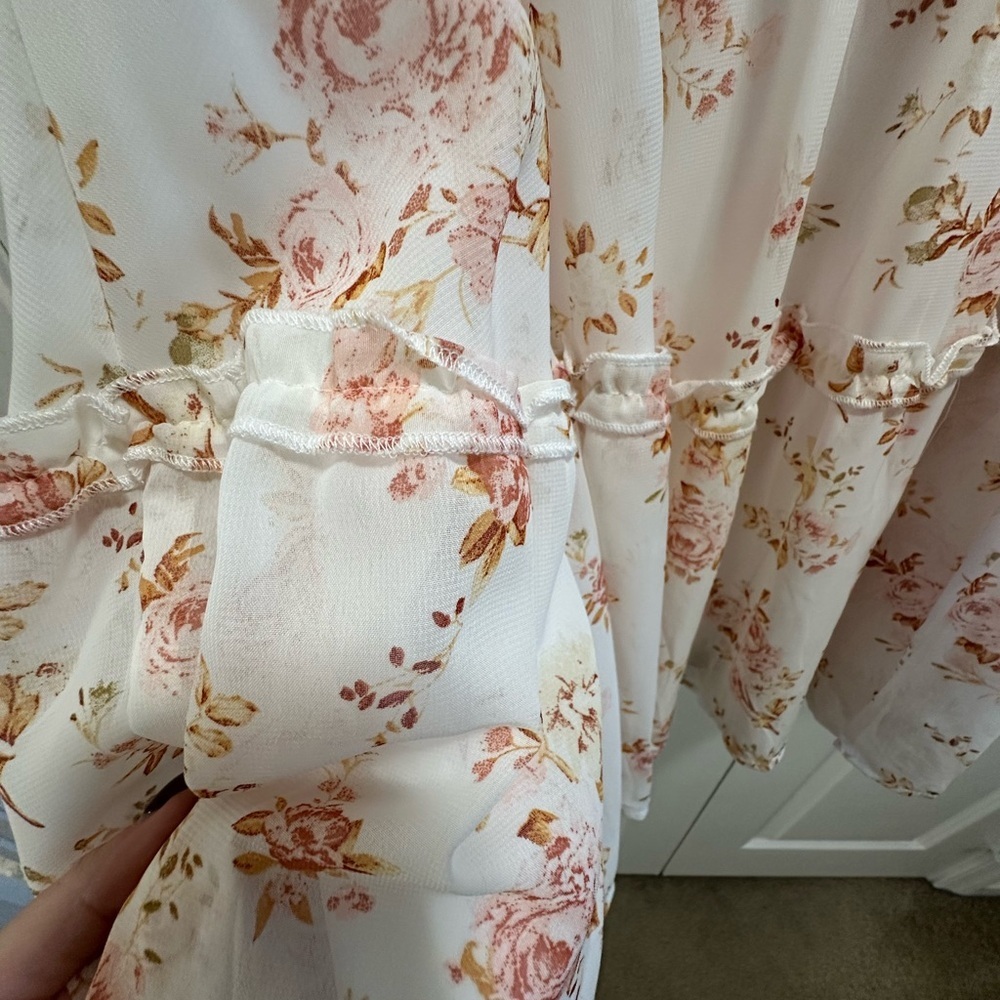 Justify babydoll dress- White with Pink and Orange Floral - Picture 4 of 5